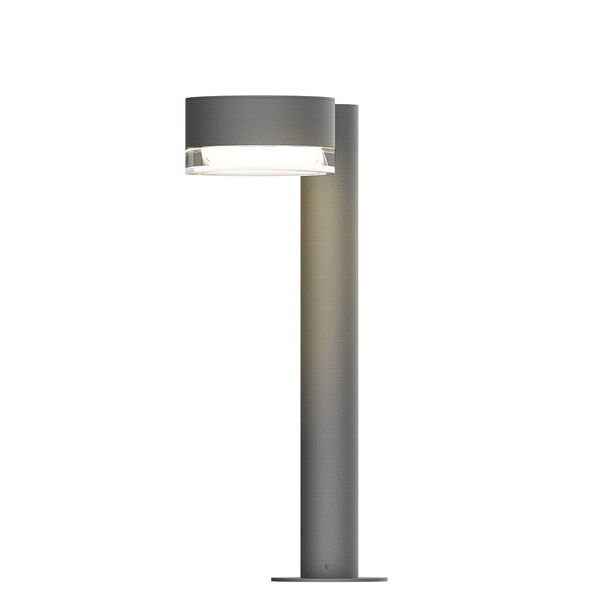 Inside-Out REALS Textured Gray 16-Inch LED Bollard with Cylinder Lens and Plate Cap with Clear Lens, image 1