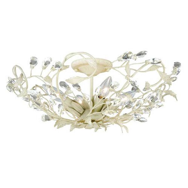 Jardin French Cream Four-Light Semi Flush with Clear Drop Crystals, image 1