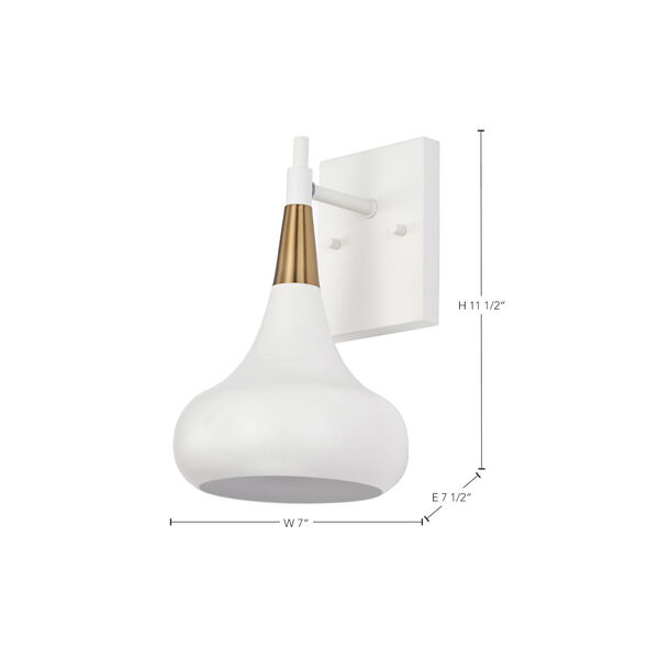 Phoenix Matte White and Burnished Brass One-Light Wall Sconce, image 6