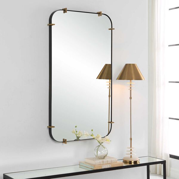 Pali Black and Gold Industrial Iron Wall Mirror, image 4