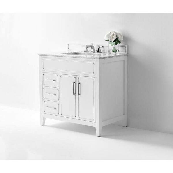 Aspen White 36-Inch Bath Vanity Set with Italian Carrara White Marble, image 3