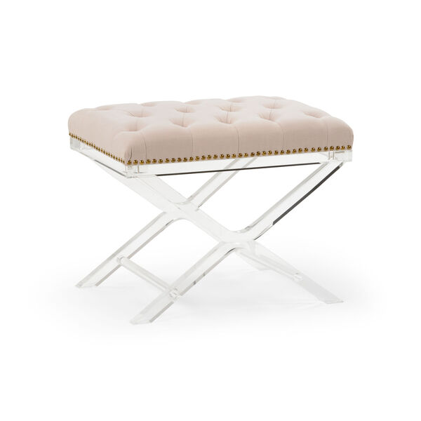 Soho Clear and Gray Tufted Bench, image 1