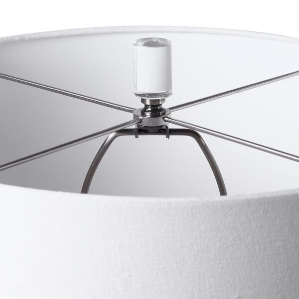 Sinclair Glossy White One-Light Table Lamp with Round Drum Hardback Shade, image 6