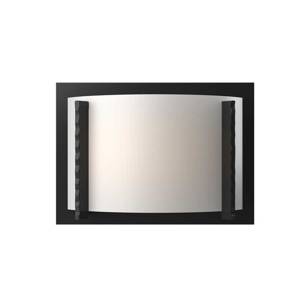 Vertical Bar Black One-Light Wall Sconce with White Art Glass, image 1