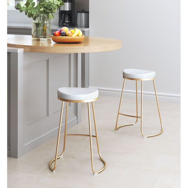 Bree White and Gold Counter Stool, Set of Two, image 2
