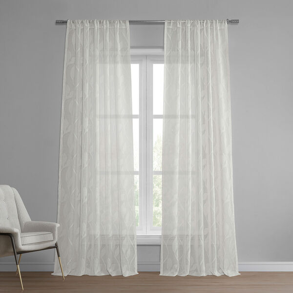 White Vine Patterned Faux Linen Single Panel Curtain 50 x 84, image 1