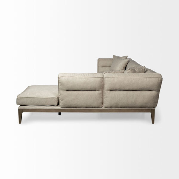Denali III Cream Upholstered Right Four Seater Sectional Sofa, image 4
