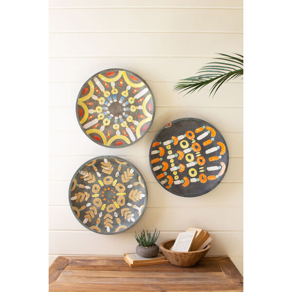 Multicolor Ceramic Platter Wall Art, Set of Three, image 1