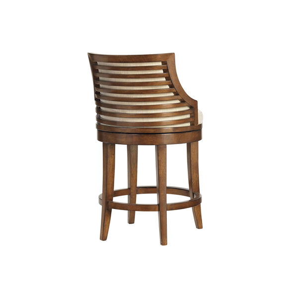 Ocean Club Brown and Ivory Cabana Swivel Counter Stool, image 3