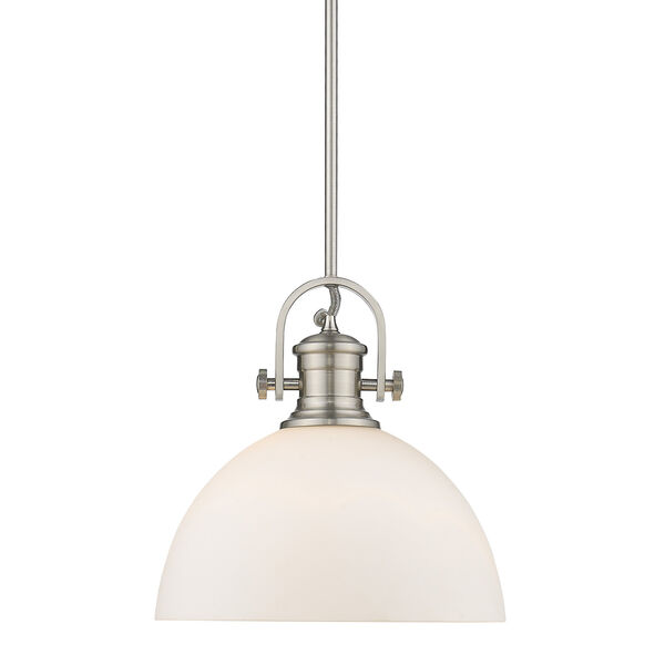 Hines Pewter 13-Inch One-Light Pendant with Opal Glass, image 1