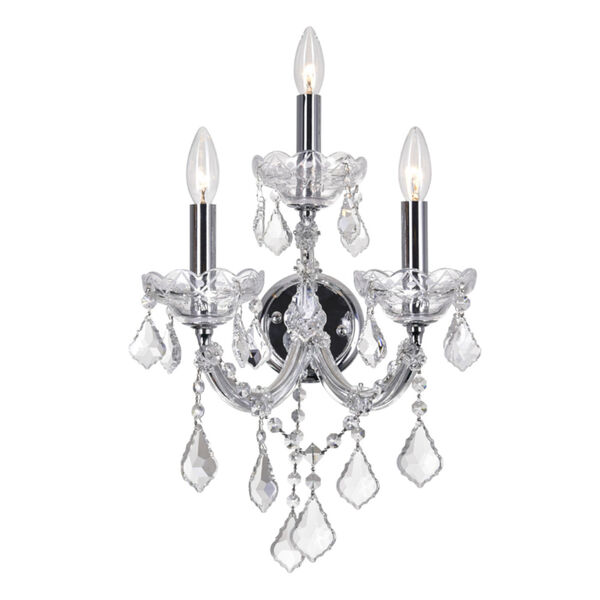 Maria Theresa Chrome Three-Light Wall Sconce with K9 Clear Crystal, image 1