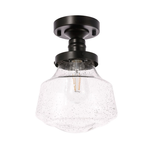 Lyle Black Eight-Inch One-Light Flush Mount with Clear Seeded Glass, image 6