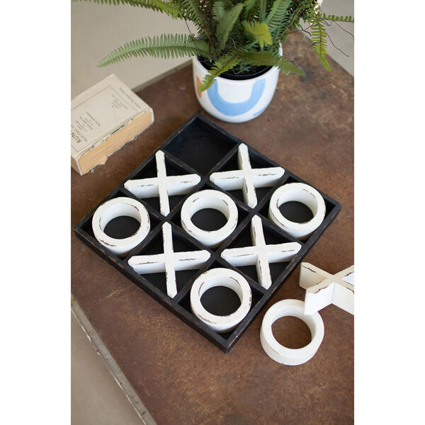 Black and White Wooden Tic-Tac-Toe Game, image 1