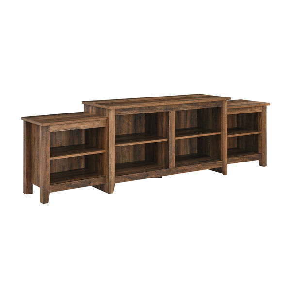 Rustic Oak Tiered Top TV Stand with Storage, image 1