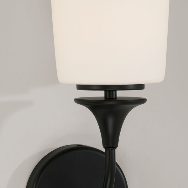 Presley Matte Black One-Light Sconce with Soft White Glass, image 2
