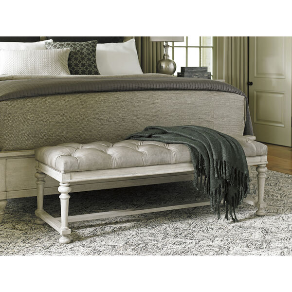 Oyster Bay Gray Bellport Leather Bed Bench, image 2