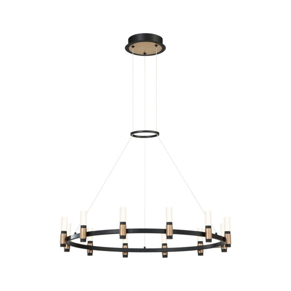 Albany Deep Black and Brass Five-Inch 12-Light LED Chandelier, image 1