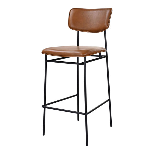 Sailor Brown and Black Bar Stool with Low Backrest, image 1