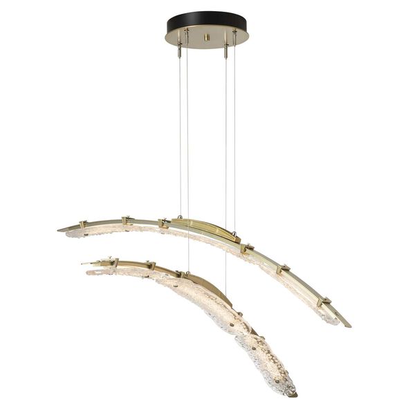 Glissade Modern Brass Two-Light Integrated LED Pendant with Clear Glass, image 5