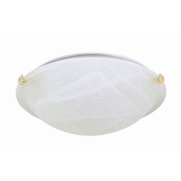 Polished Brass Two-Light Flush Mount with Alabaster Glass, image 1