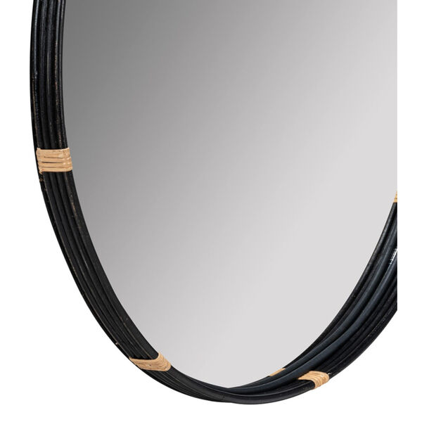Evan Black and Natural Rattan 35-Inch x 35-Inch Wall Mirror, image 4