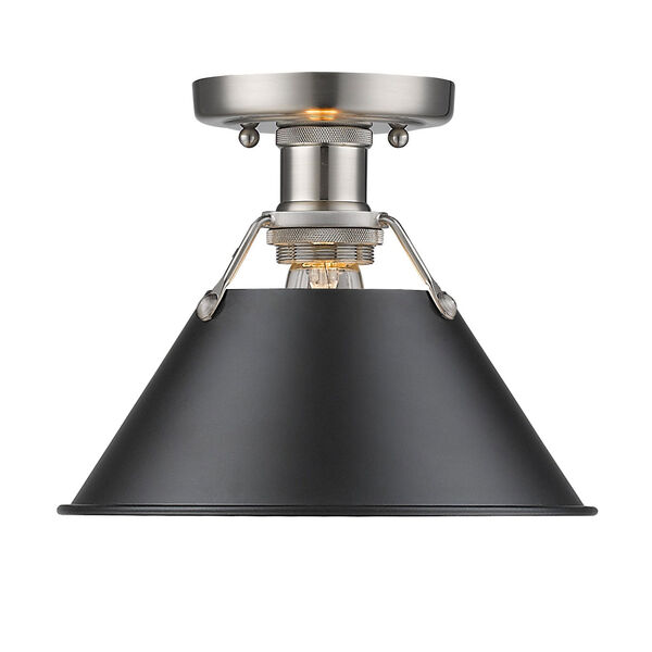 Orwell Pewter One-Light Flush Mount with Black Shade, image 1