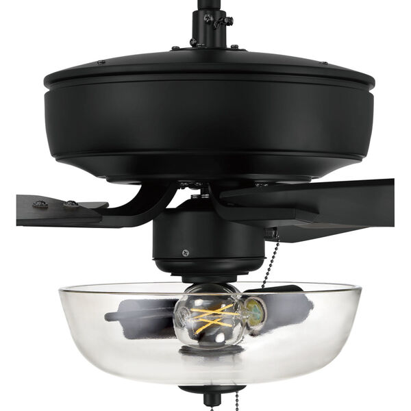 Pro Plus Flat Black 52-Inch Two-Light Ceiling Fan with Clear Glass Bowl Shade, image 5
