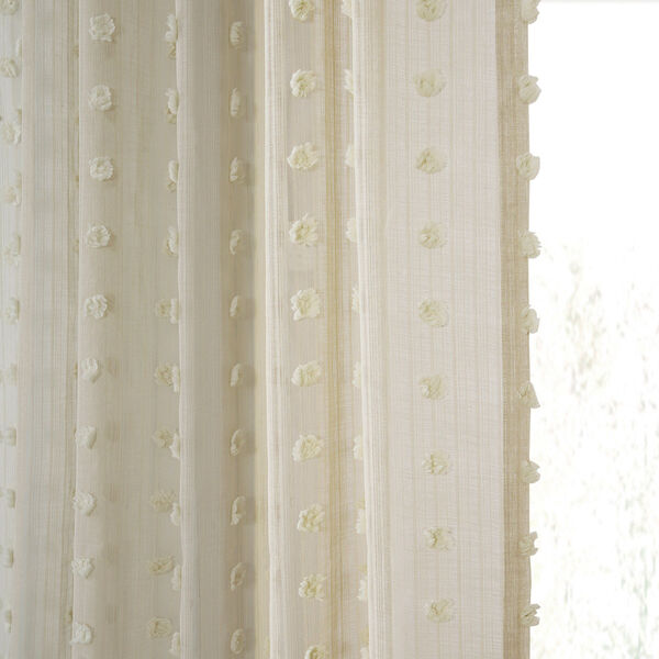Strasbourg Dot Beige Patterned Linen Sheer Single Panel Curtain 50 x 96, image 7