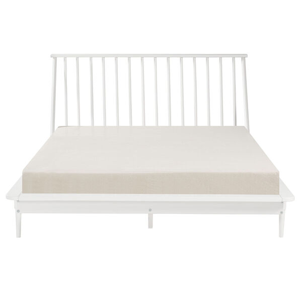 White Wood Queen Spindle Bed, image 2