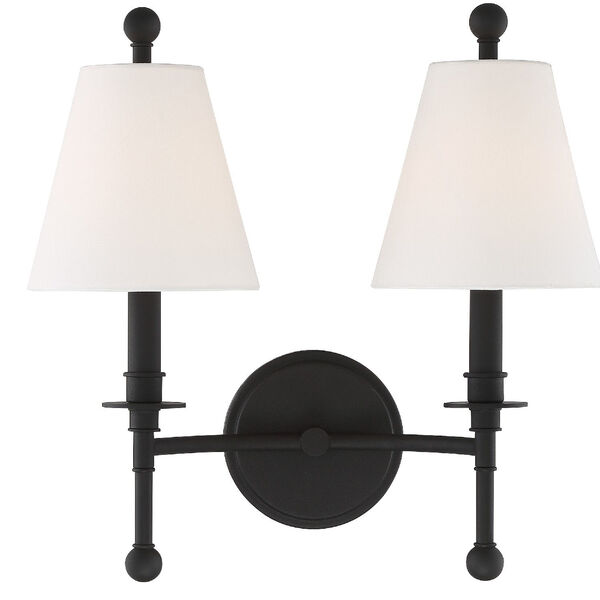 Riverdale Black Forged 15-Inch Two-Light Wall Sconce, image 2
