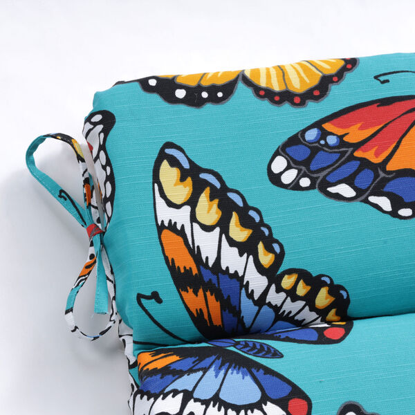 Butterfly Garden Turquoise Rounded Corner Chair Cushion, image 3