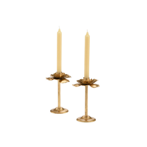 Claire Bell Antique Gold Leaf Lotus Candlestick, image 1