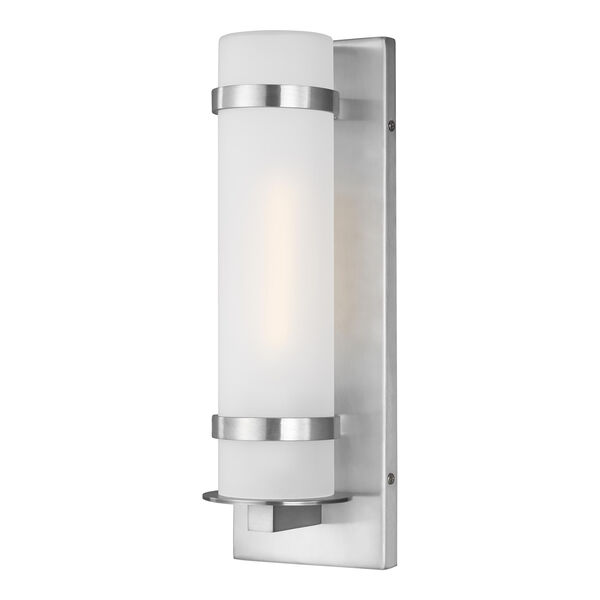 Alban Satin Aluminum Four-Inch One-Light Outdoor Wall Lantern, image 1