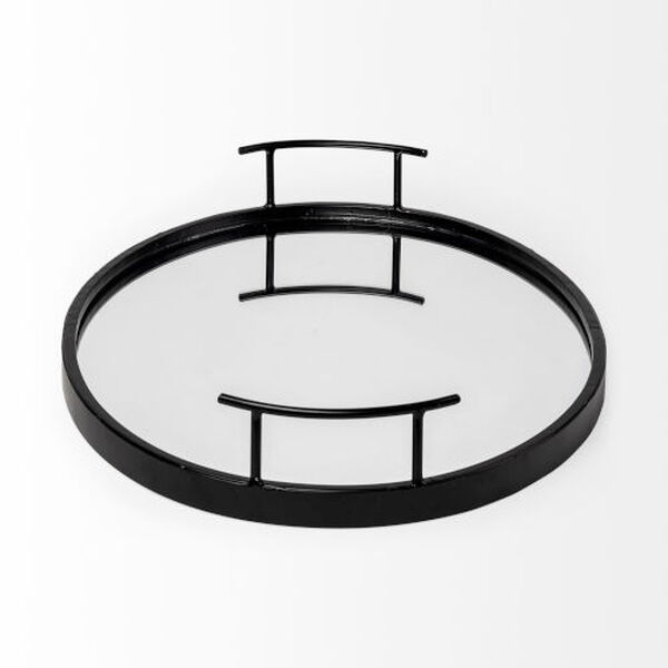 Ansel Black Metal Mirrored Bottom Oval Serving Tray, image 3