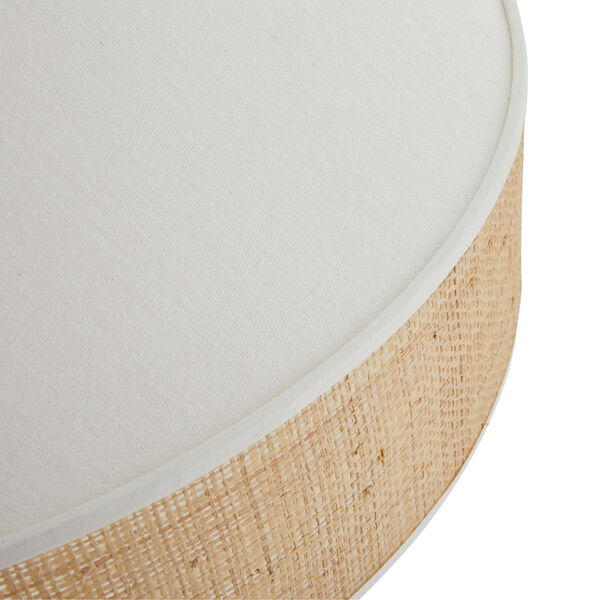 White Linen and Natural Rattan One-Light Malena Pendant, image 6