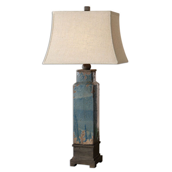 Soprana Distressed Blue Glaze One-Light Table Lamp, image 1