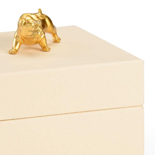 Pam Cain  Cream and Metallic Gold Dog Handle Box, image 3