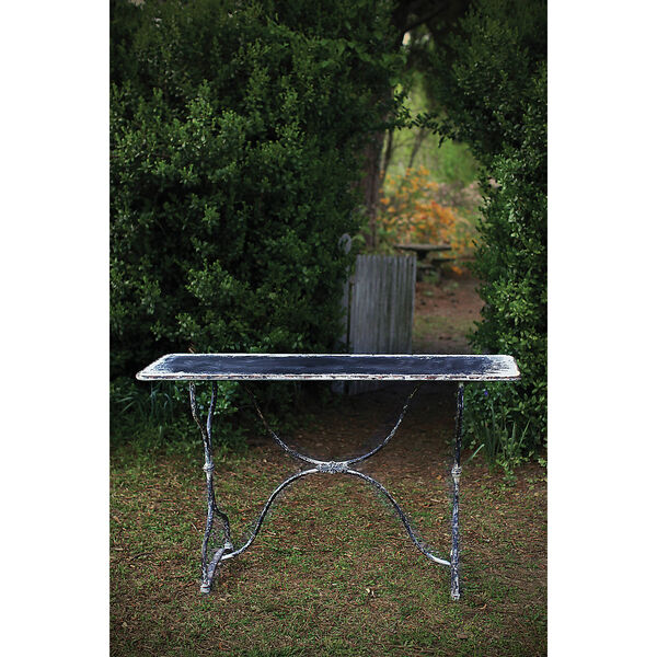 Distressed Black and White Metal Table, image 1