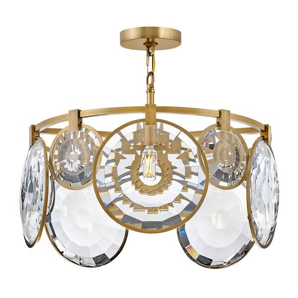 Nala Heritage Brass Five-Light Convertible Pendant with Optic Crystal Glass, image 2