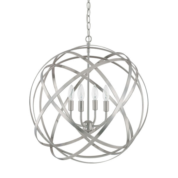 Axis Brushed Nickel Four-Light Pendant, image 1