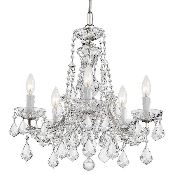 Maria Theresa Polished Chrome Five-Light Chandelier Draped In Clear Cut Crystal, image 1