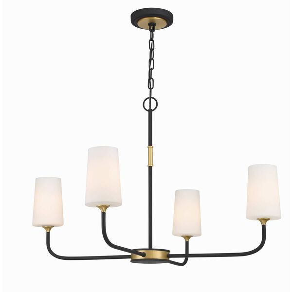 Niles Black Forged and Modern Gold Four-Light 34-Inch Chandelier, image 1