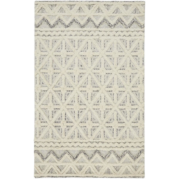 Anica Moroccan Wool Ivory Blue Rectangular: 4 Ft. x 6 Ft. Area Rug, image 1