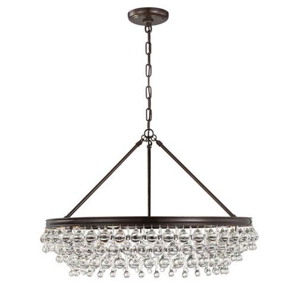 Hopewell Bronze 30-Inch Six-Light Chandelier with Clear Crystal, image 1