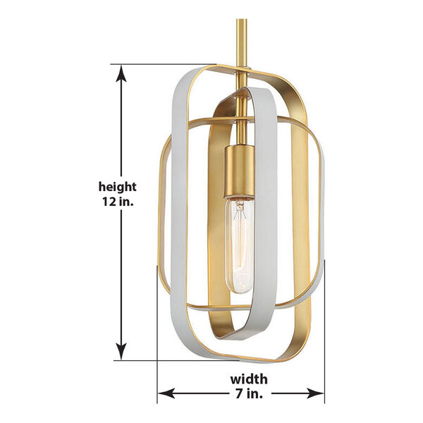 Aureum Matte White and Honey Gold One-Light Mini Pendant, image 2