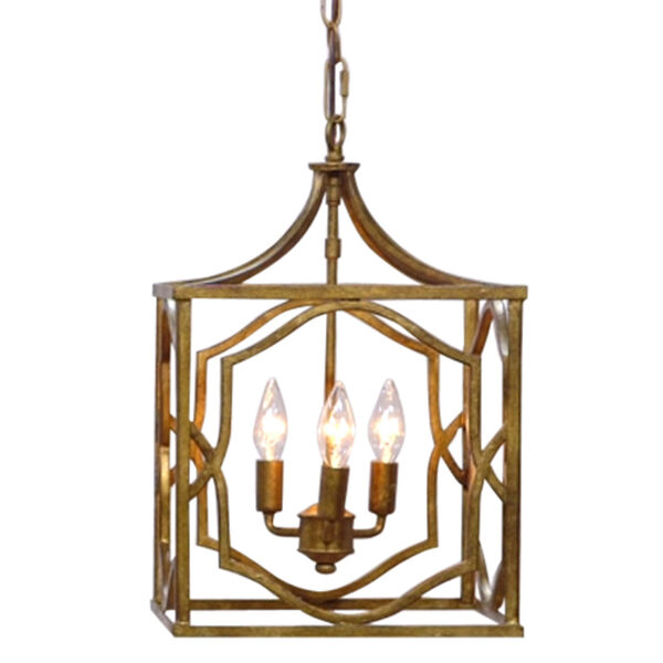 Blakely Antique Gold Three Light Foyer- Antique Gold, image 2