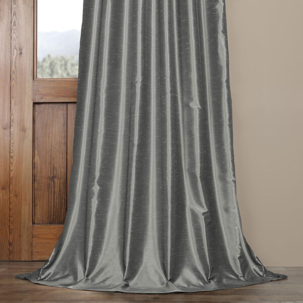 Grey 108 x 50 In. Textured Faux Dupioni Silk Single Panel Curtain, image 5