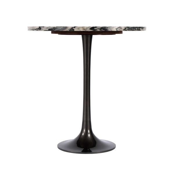 Paxton Gray Black White Round Marble Accent Table, image 3