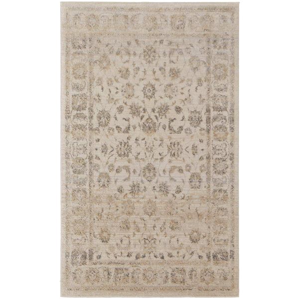 Camellia Casual Floral Botanical Ivory Gray Rectangular 5 Ft. x 7 Ft. 6 In. Area Rug, image 1