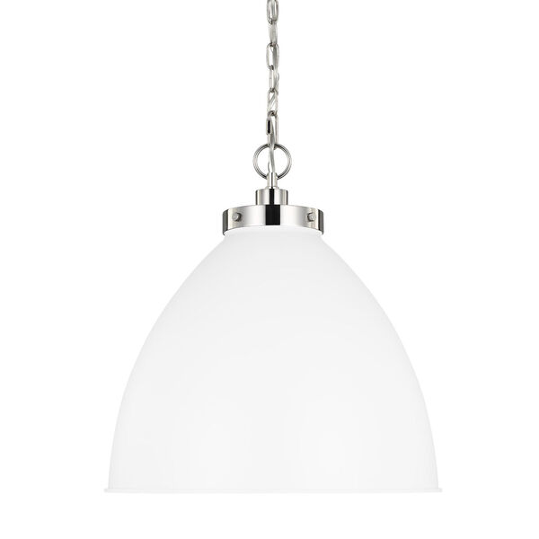 Wellfleet Matte White and Silver 18-Inch One-Light Pendant, image 3